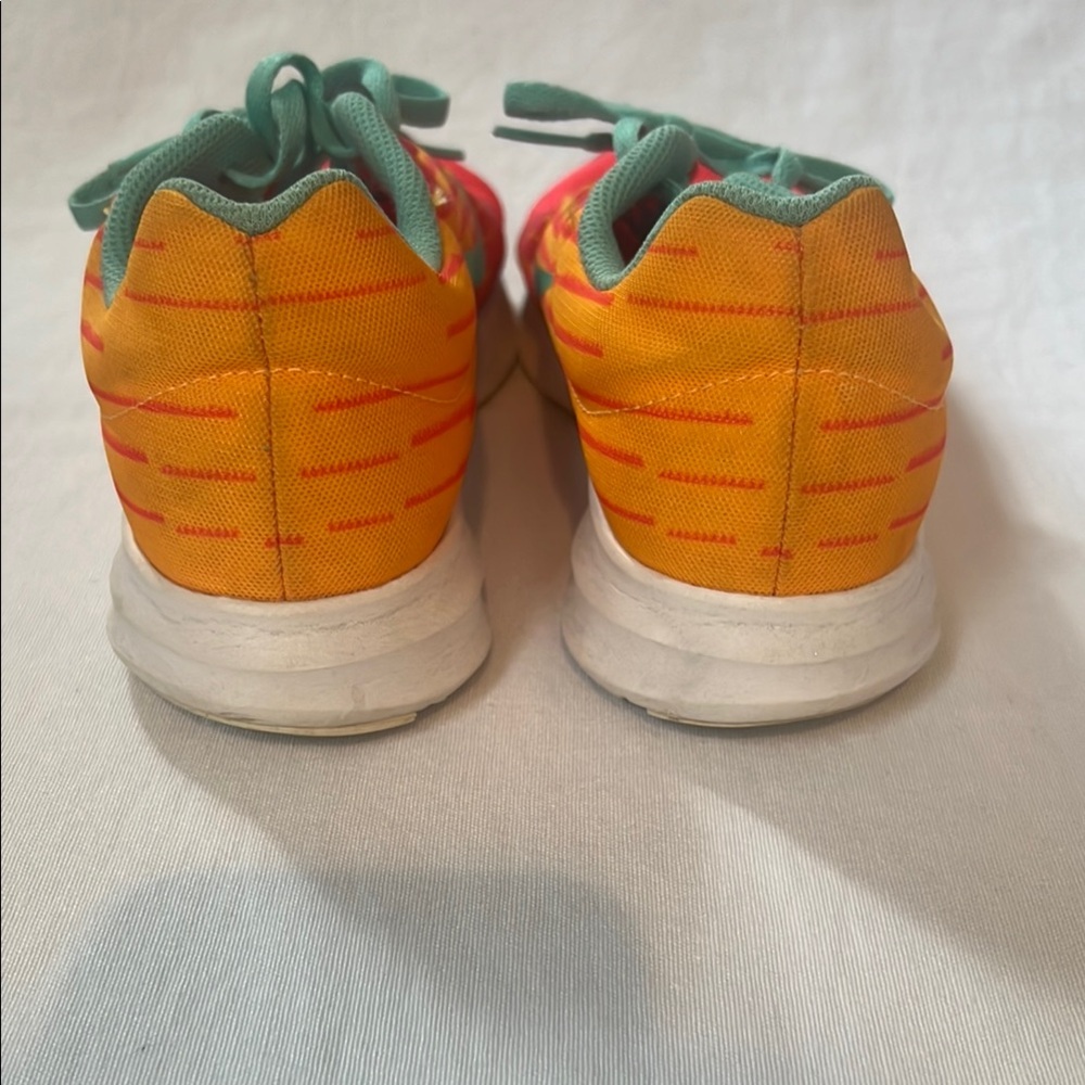 Nike Downshifter 8 Red and Orange Sneakers with Teal Laces - Picture 3 of 6